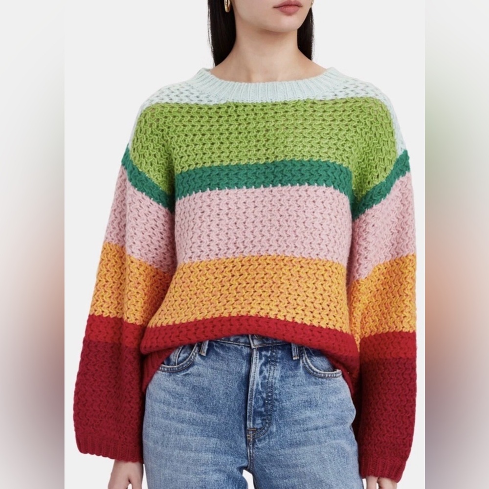 FARM Rio Bataeu Striped Rainbow Multicolor Knit Sweater - Women